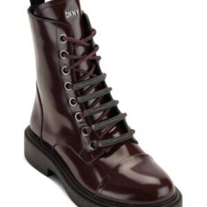 DKNY Women's Malaya Lace-Up Combat Booties Bordeaux